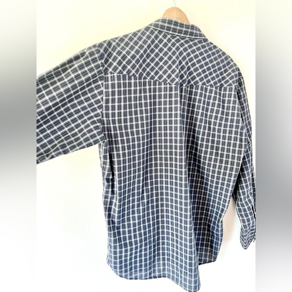 Roper Blue & Silver Metallic Plaid Collared Pearl Snap Western Shirt Size XL - Picture 9 of 11